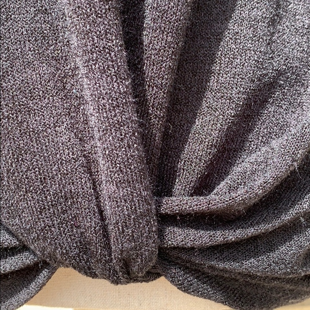 Black Leopard Animal Print Cowl Neck Knit Top - Picture 4 of 9